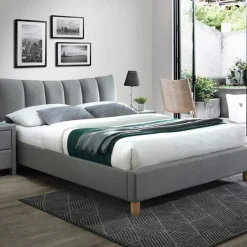 Letto 160x200cm matrimoniale imbottito grigio Cabras Gihome®