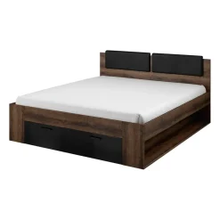 Letto 180x200cm matrimoniale rovere scuro nero lucido Cortina Gihome®