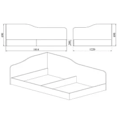 Letto 120x190cm una piazza e mezza contenitore rovere Alex Gihome®