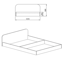 Letto 120x190cm una piazza e mezza contenitore rovere sonoma Carducci
