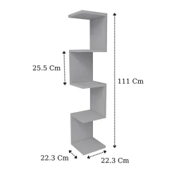 Libreria angolare da parete 22x111h cm con ripiani bianco Reale