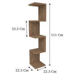 Libreria angolare da parete 22x111h cm con ripiani rovere Reale