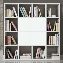 Libreria componibile 175x175h cm moderna bianco frassinato Kubic 13