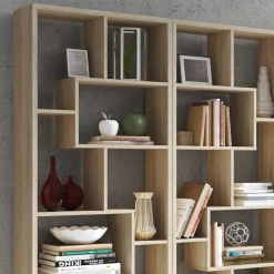Libreria da parete 274x161h cm moderna soggiorno rovere Eliza