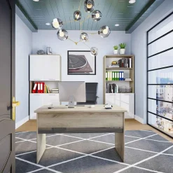 Libreria ufficio 80x176h cm 2 ante rovere bianco lucido Time E