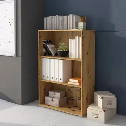 Libreria ufficio 79x118h cm due ripiani moderna rovere Woody