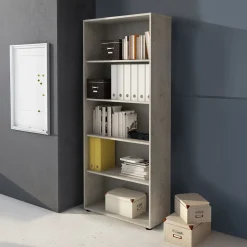 Libreria ufficio 79x188h cm moderna cemento Woody