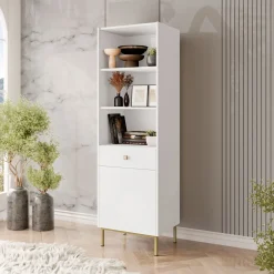 Libreria 54x180h cm 1 anta 1 cassetto 3 vani bianco opaco Giuggiola