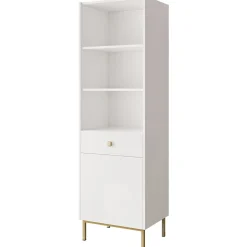 Libreria 54x180h cm 1 anta 1 cassetto 3 vani bianco opaco Giuggiola