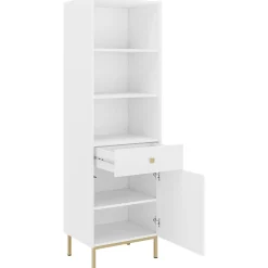 Libreria 54x180h cm 1 anta 1 cassetto 3 vani bianco opaco Giuggiola