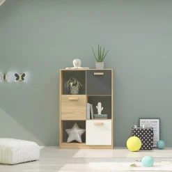 Libreria 80x120h cm 3 ante cameretta rovere antracite bianco Chiaretto