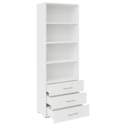 Libreria 63x190h cm 3 cassetti design moderno bianco Pastello