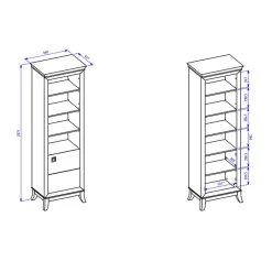 Libreria 66x207h cm 4  ripiani moderna bianco lucido rovere scuro Umag