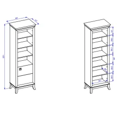 Libreria 66x207h cm 4  ripiani moderna antracite lucido rovere scuro Umag
