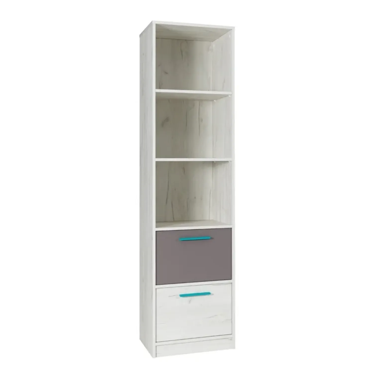 Libreria 50x195h cm con cassetti bianco pino grigio blu Maya Gihome®