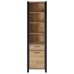 Libreria 55x200h cm design industrial quercia nero opaco Neive