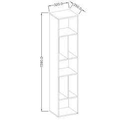 Libreria 32x159h cm moderna design bianco rovere Tahiti