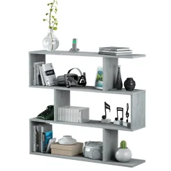 Libreria 110x97h cm moderna design soggiorno cemento Sakura