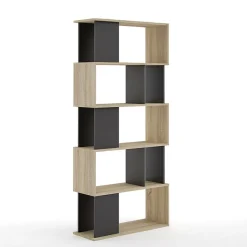 Libreria 80x183h cm moderna rovere laccato nero Tape Gihome®