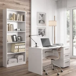 Libreria 80x201h cm moderna soggiorno bianco opaco Allan