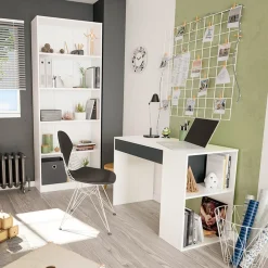 Libreria 80x201h cm moderna soggiorno bianco opaco Allan