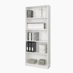 Libreria 80x201h cm moderna soggiorno bianco opaco Allan