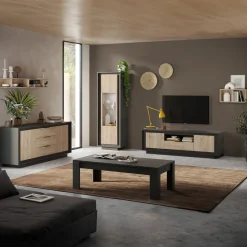 Madia alta 106x171h cm 2 ante antracite rovere chiaro Deluxe