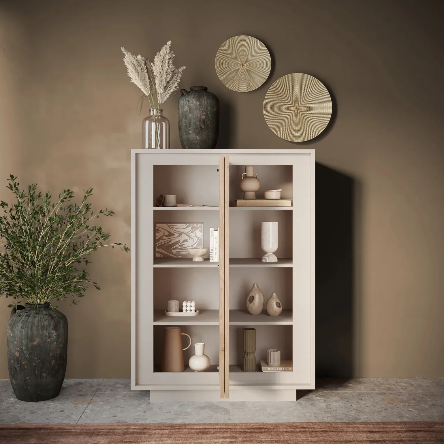 Madia alta 106x171h cm 2 ante beige rovere chiaro Deluxe