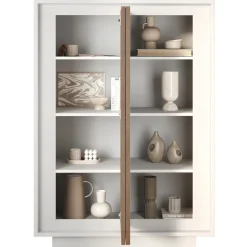 Madia alta 106x171h cm 2 ante bianco opaco rovere scuro Deluxe