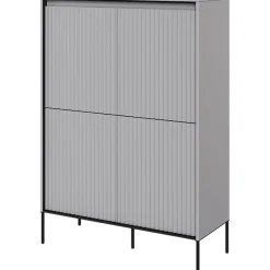 Madia alta 98x140h cm 4 ante con led cannettato grigio nero Camelia