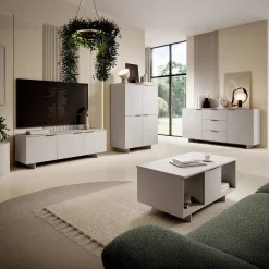 Madia alta 100x145h cm 4 ante soggiorno grigio Stone