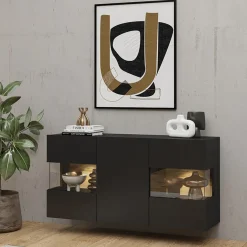 Madia sospesa 120x62h cm moderna nero rovere Fusion