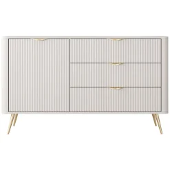 Madia 138x81h cm 1 anta 3 cassetti beige cannettato Ramis