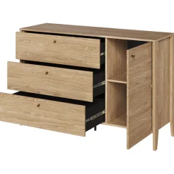 Madia 136x91h cm 1 anta 3 cassetti moderna  rovere Noor