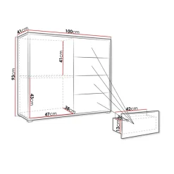 Madia 100x93h cm 1 anta 4 cassetti moderna bianco Eindhoven