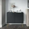 Madia 97x83h cm 1 anta 3 cassetti moderna nero effetto marmo Sirena