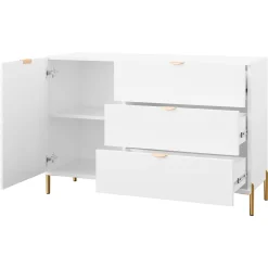 Madia 125x85h cm 1 anta 3 cassetti con frontali decorati bianco  Amsterdam