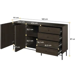 Madia 165x87h cm 2 ante 4 cassetti wengè Blackwood