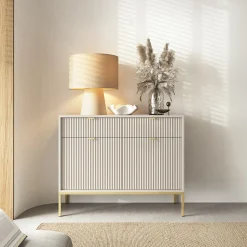 Madia 104x83h cm 2 ante 2 cassetti moderna design beige Alisa