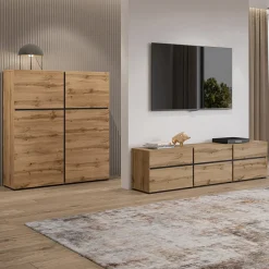 Madia 120x78h cm 2 ante 2 cassetti moderna rovere nero Lolla
