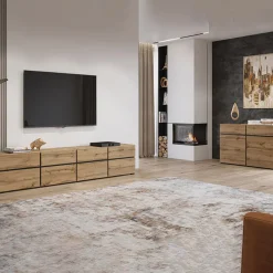 Madia 120x78h cm 2 ante 2 cassetti moderna rovere nero Lolla