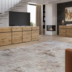 Madia 180x78h cm 3 ante 3 cassetti moderna rovere nero Lolla