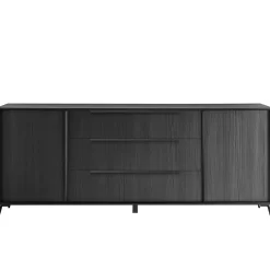 Madia 205x84h cm 2 ante 3 cassetti moderna soggiorno nero frassinato Tosca