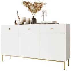 Madia 155x85h cm 3 ante 3 cassetti soggiorno bianco opaco Giuggiola