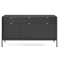 Madia 154x83h cm 3 ante 3 cassetti moderna nero Alisa