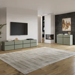 Madia 225x78h cm 4 ante 4 cassetti moderna verde nero Lolla