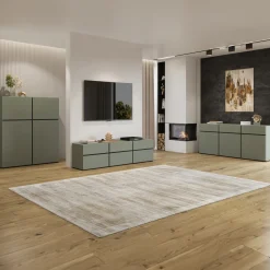 Madia 225x78h cm 4 ante 4 cassetti moderna verde nero Lolla
