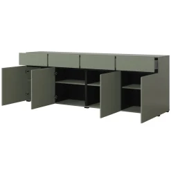 Madia 225x78h cm 4 ante 4 cassetti moderna verde nero Lolla