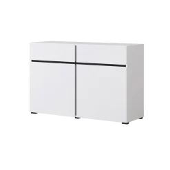 Madia 120x78h cm 2 ante 2 cassetti moderna bianco opaco nero Lolla