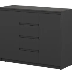 Madia 109x85h cm 2 ante 4 cassetti moderna nero Ombra